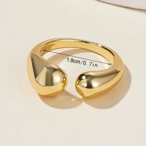 14K Gold Plated Open Ring Luxurious Adjustable Jewelry for Women - Picture 3 of 6